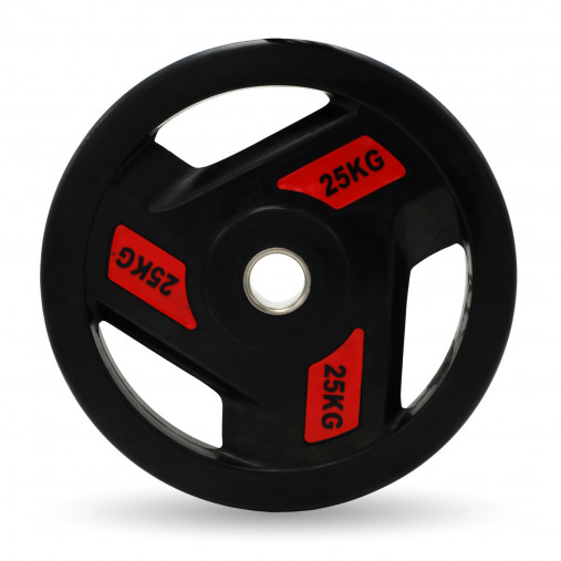 Диск обрезиненный c 3-мя хватами 25 кг UNIX Fit PRO, 51 мм, олимпийский, красный