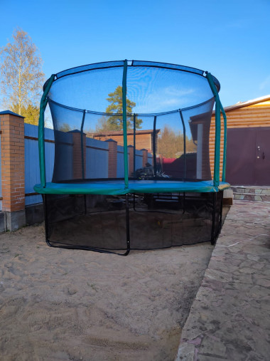 Батут каркасный UNIX line 12 ft (3.66 м) SUPREME GAME (green) с внутренней защитной сетью, зеленый