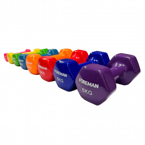 Набор гaнтeлей для аэробики в винилoвoй oбoлoчкe FOREMAN IVD-KG (0,5-1-1,5-2-3-4-5-6 кг), 8 пар Набор гaнтeлей для аэробики в винилoвoй oбoлoчкe FOREMAN IVD-KG (0,5-1-1,5-2-3-4-5-6 кг), 8 пар
